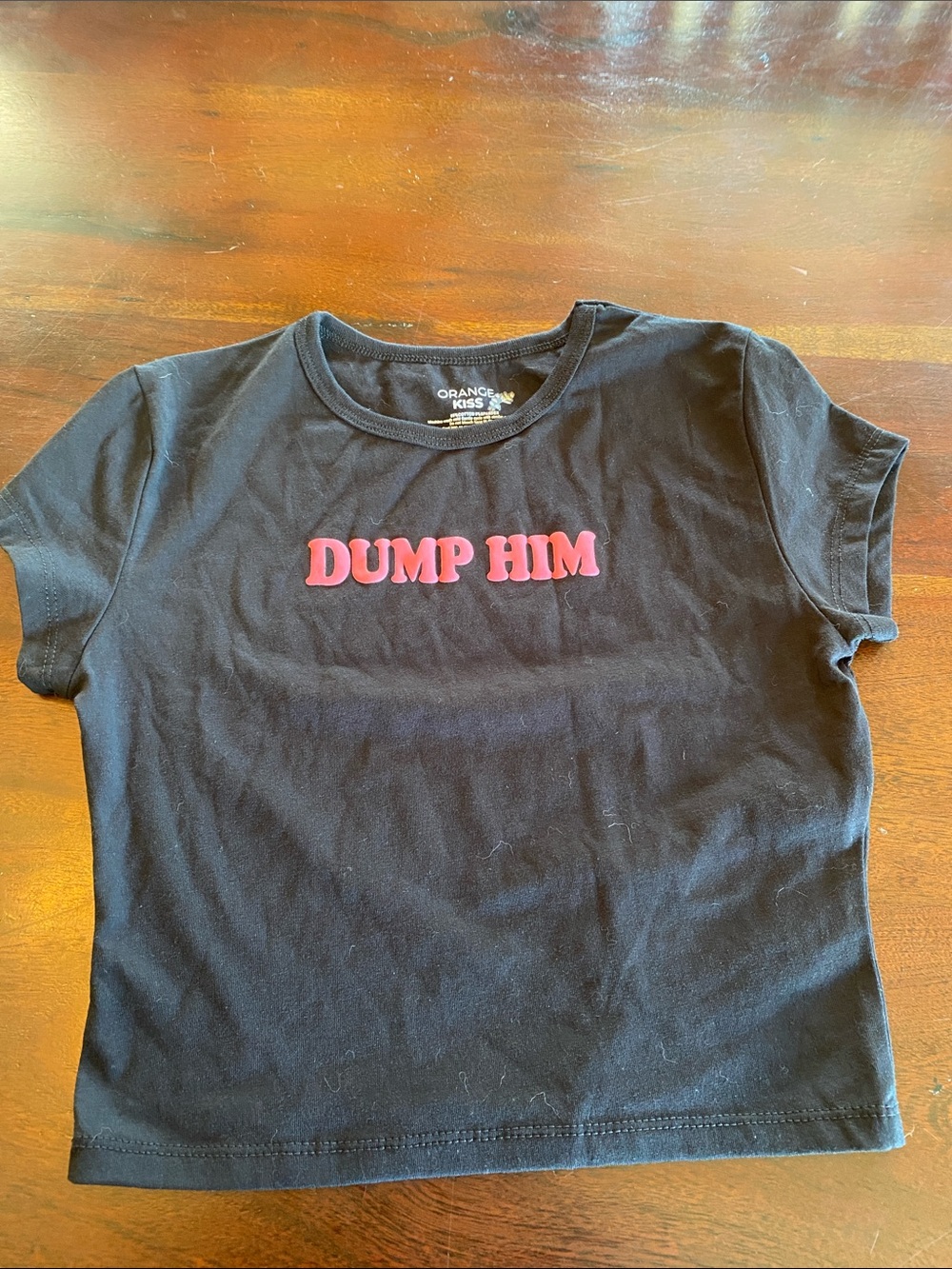 "Dump Him" Black Graphic Tee Cropped